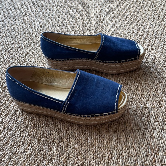 PRADA. Suede Navy Wedge Sandals. Size 39. Excellent Condition. - Picture 2 of 12